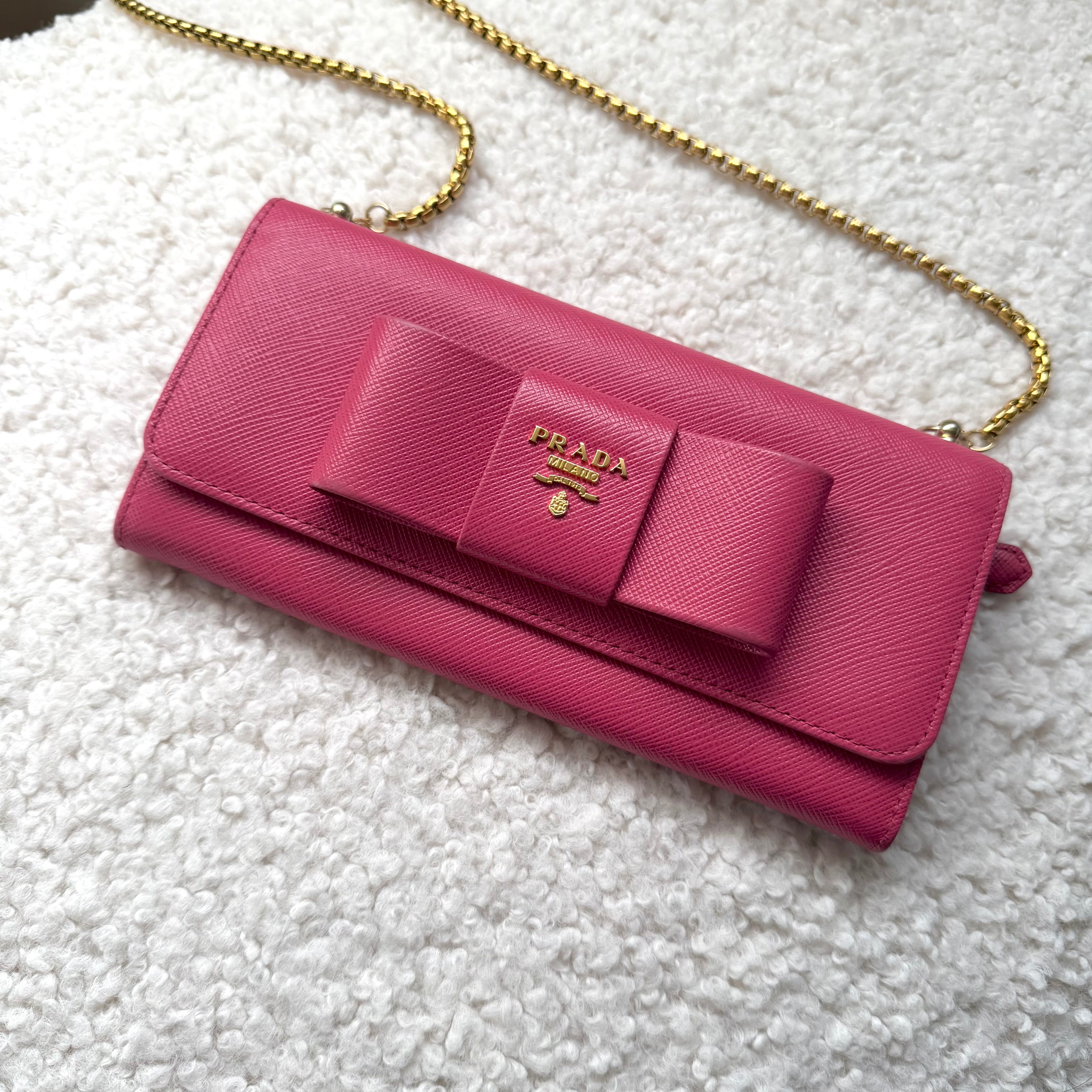 Prada saffiano pink ribbon