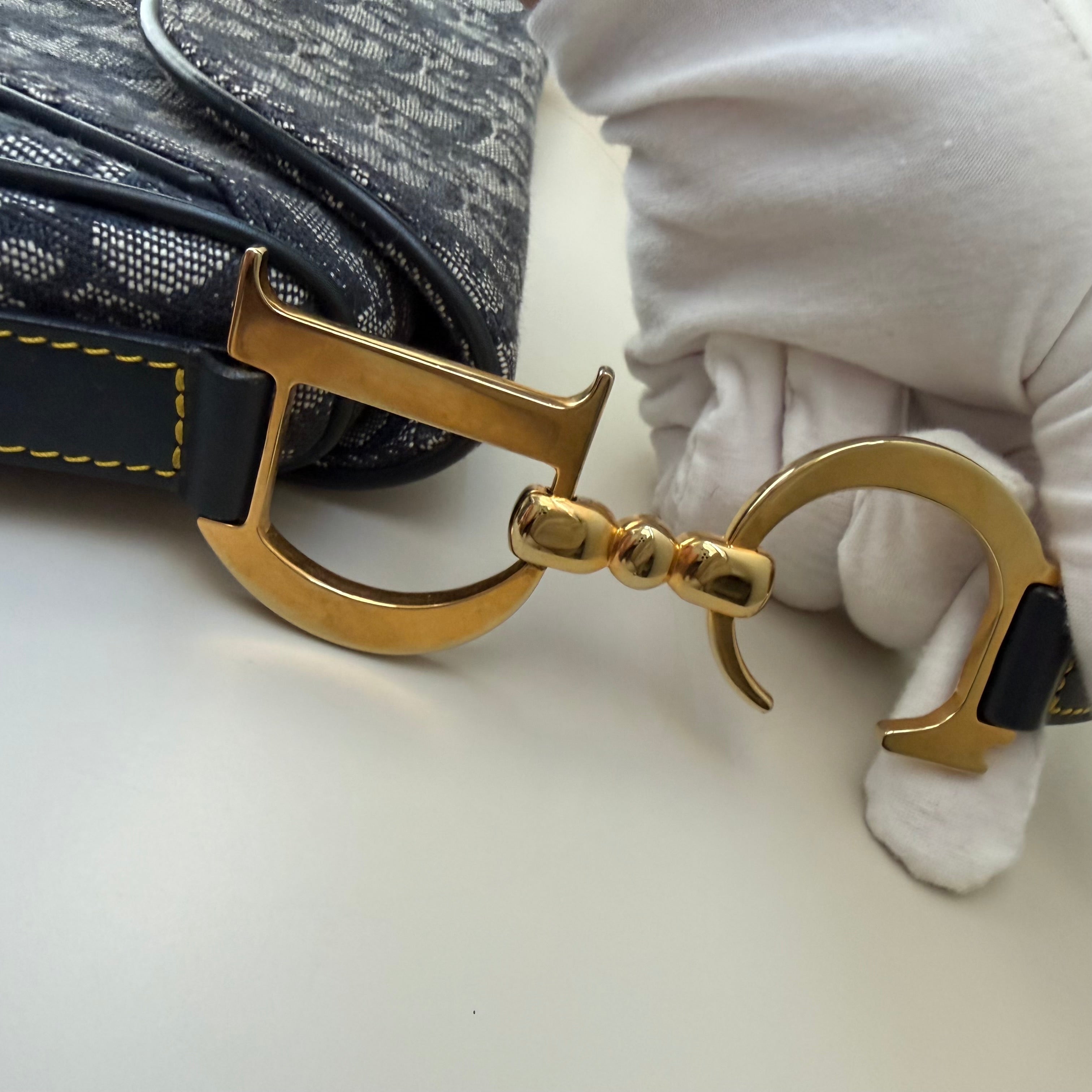 Christian Dior blue double saddle