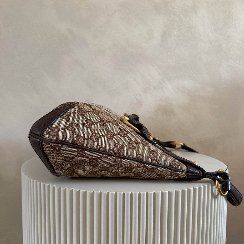 Authentieke vintage Gucci GG Canvas Horsebit Hobo Bag