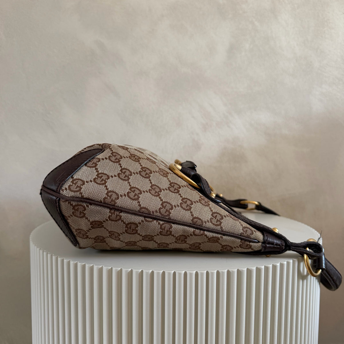Authentieke vintage Gucci GG Canvas Horsebit Hobo Bag