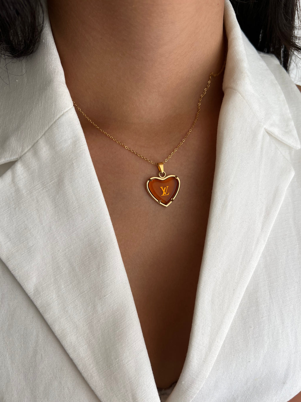 Louis Vuitton crystal hart tassen bedel | ketting