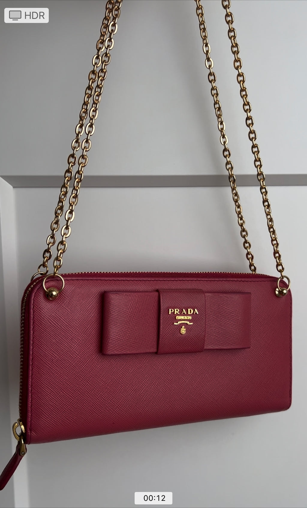 Prada saffiano pink ribbon