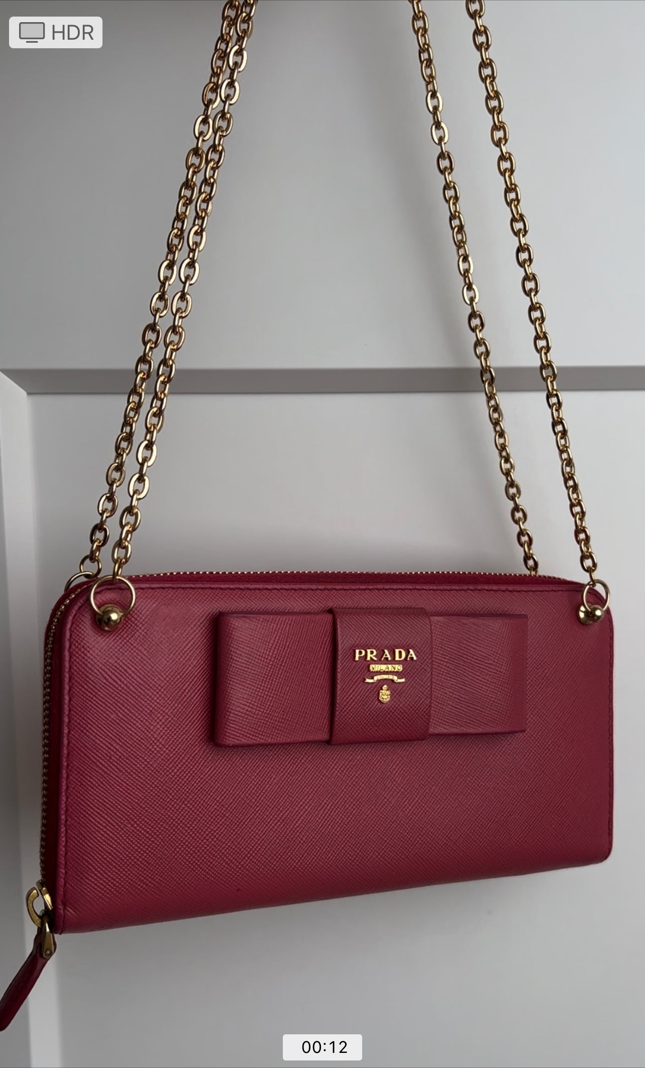 Prada saffiano pink ribbon