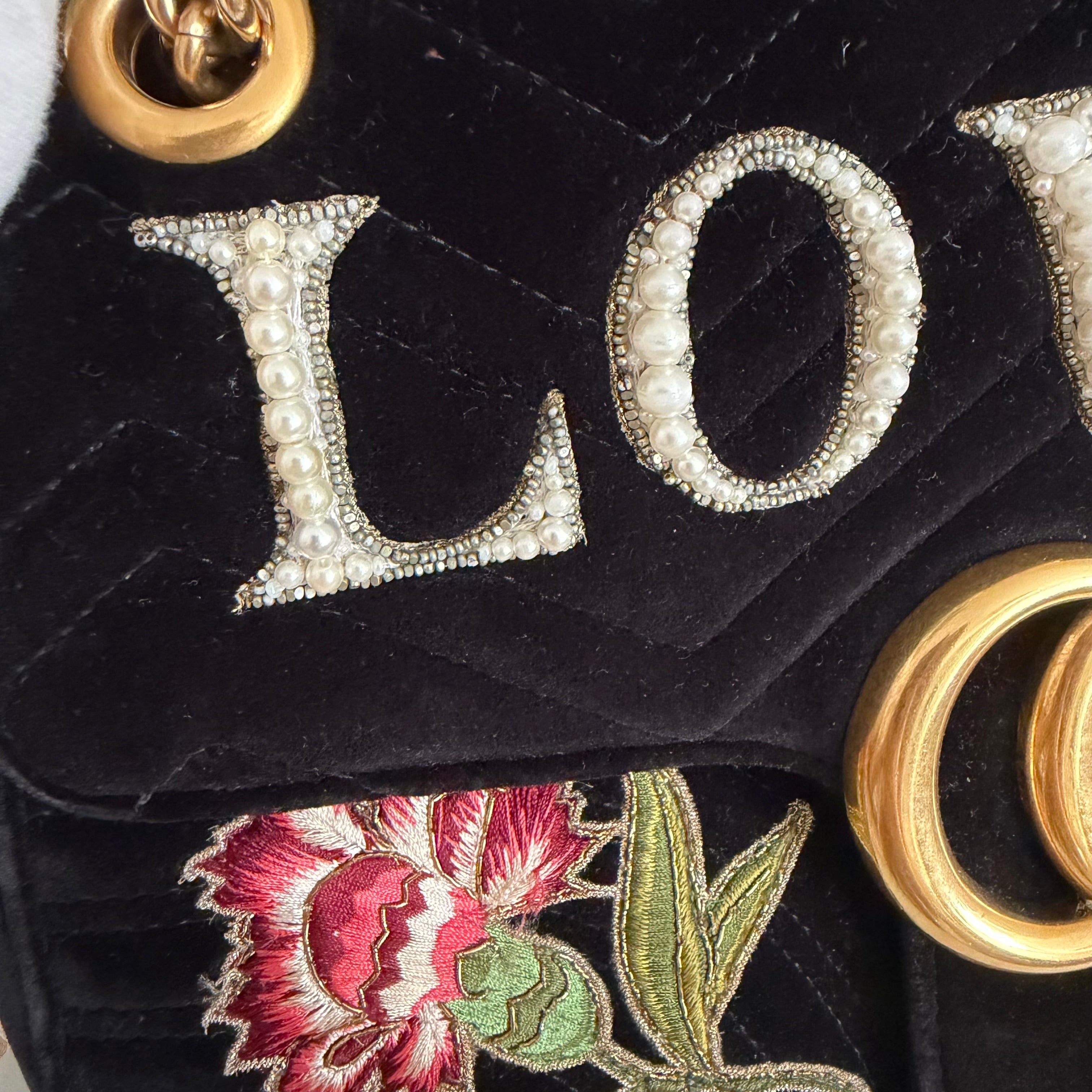 Authentieke vintage Gucci GG Marmont Velvet bag "LOVED”