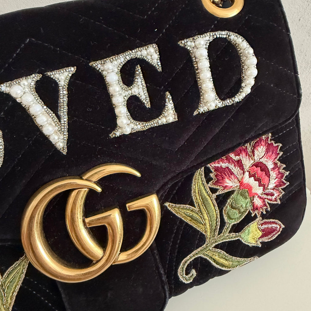 Authentieke vintage Gucci GG Marmont Velvet bag "LOVED”