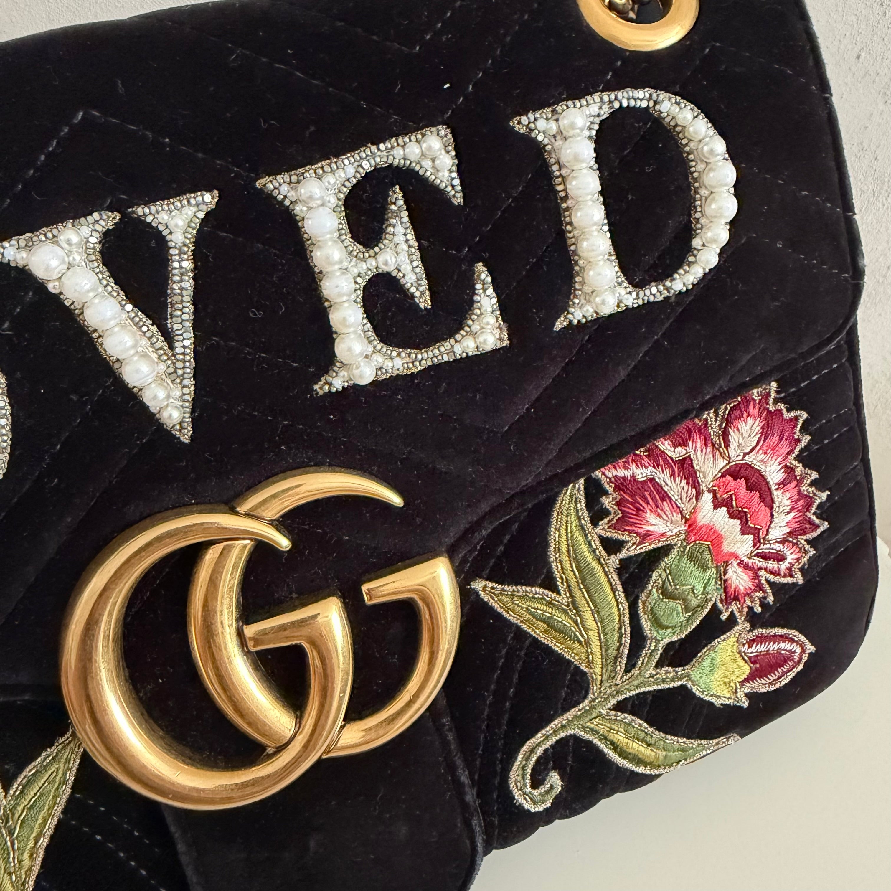 Authentieke vintage Gucci GG Marmont Velvet bag "LOVED”