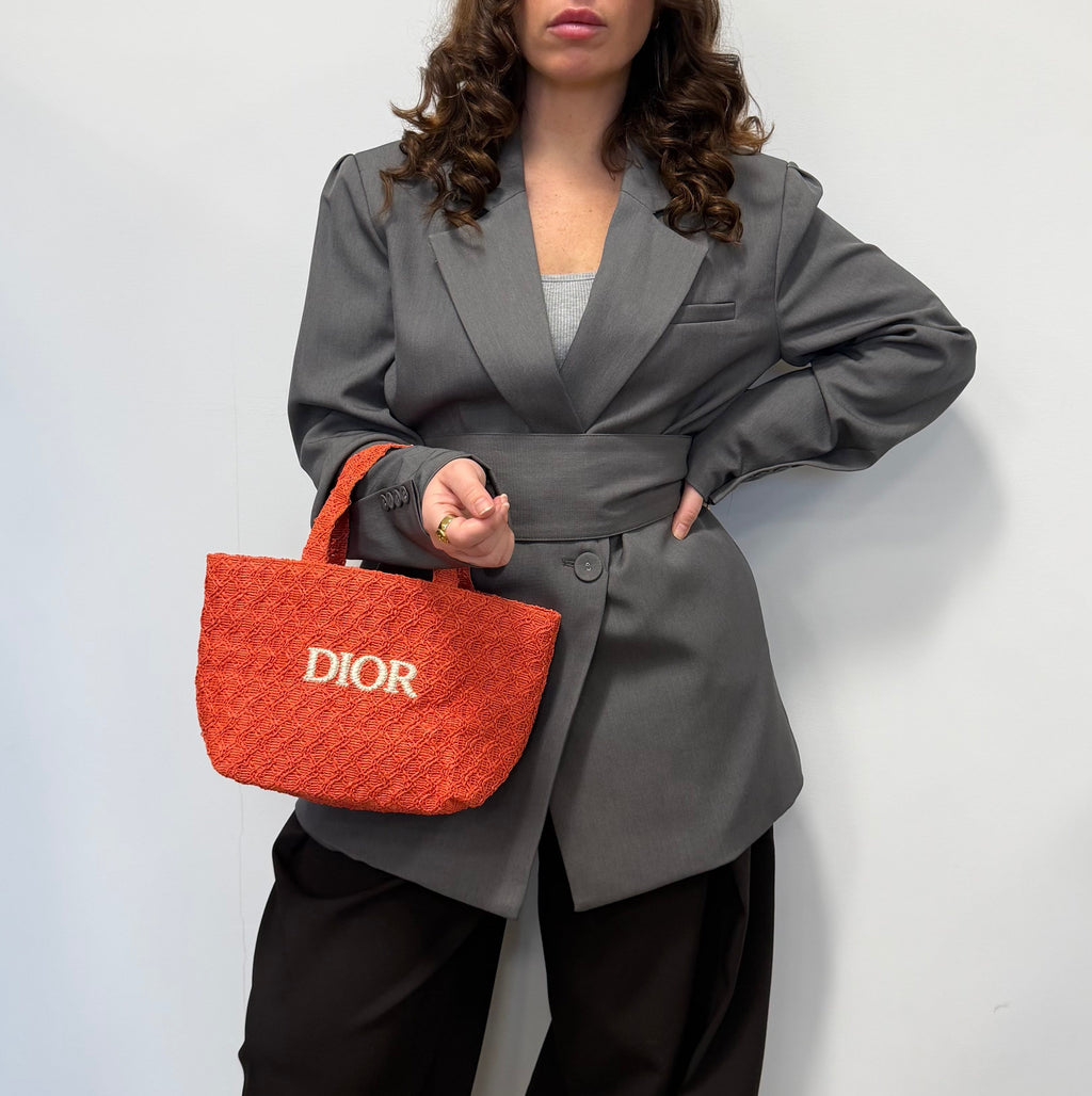 Dior beauty raffia tote