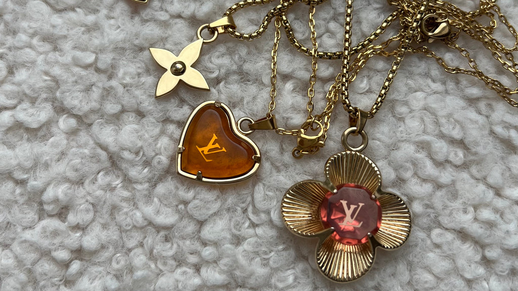 Louis Vuitton crystal hart tassen bedel | ketting