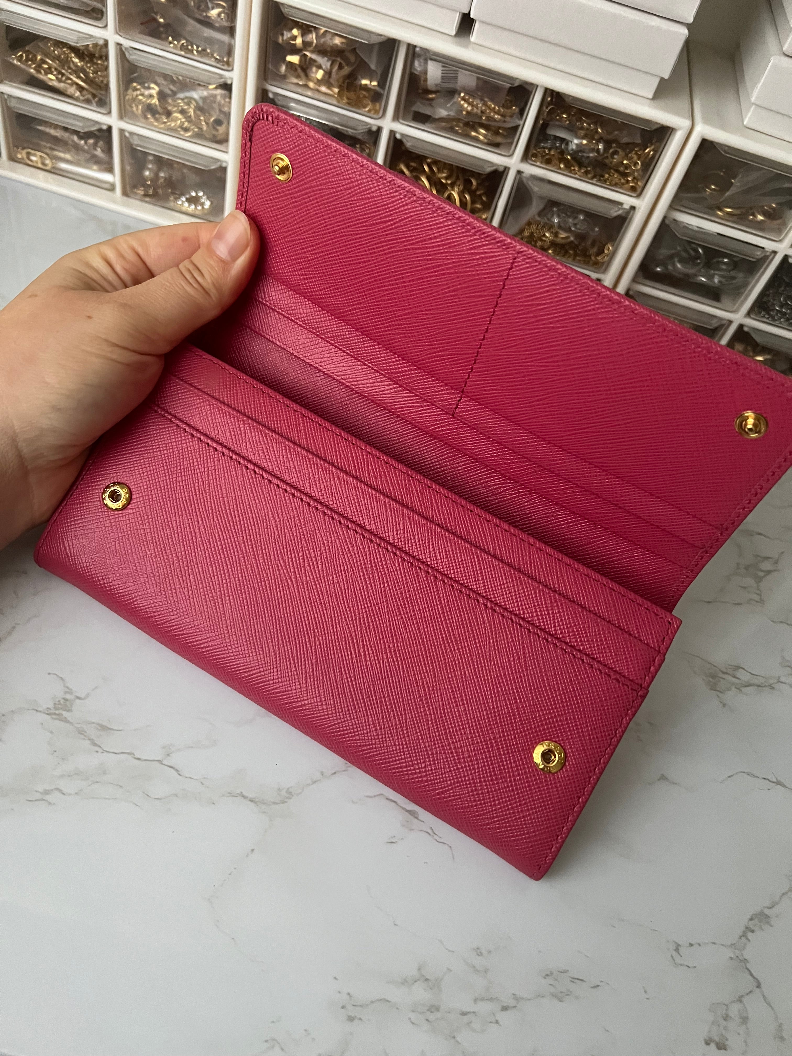 Prada saffiano pink ribbon