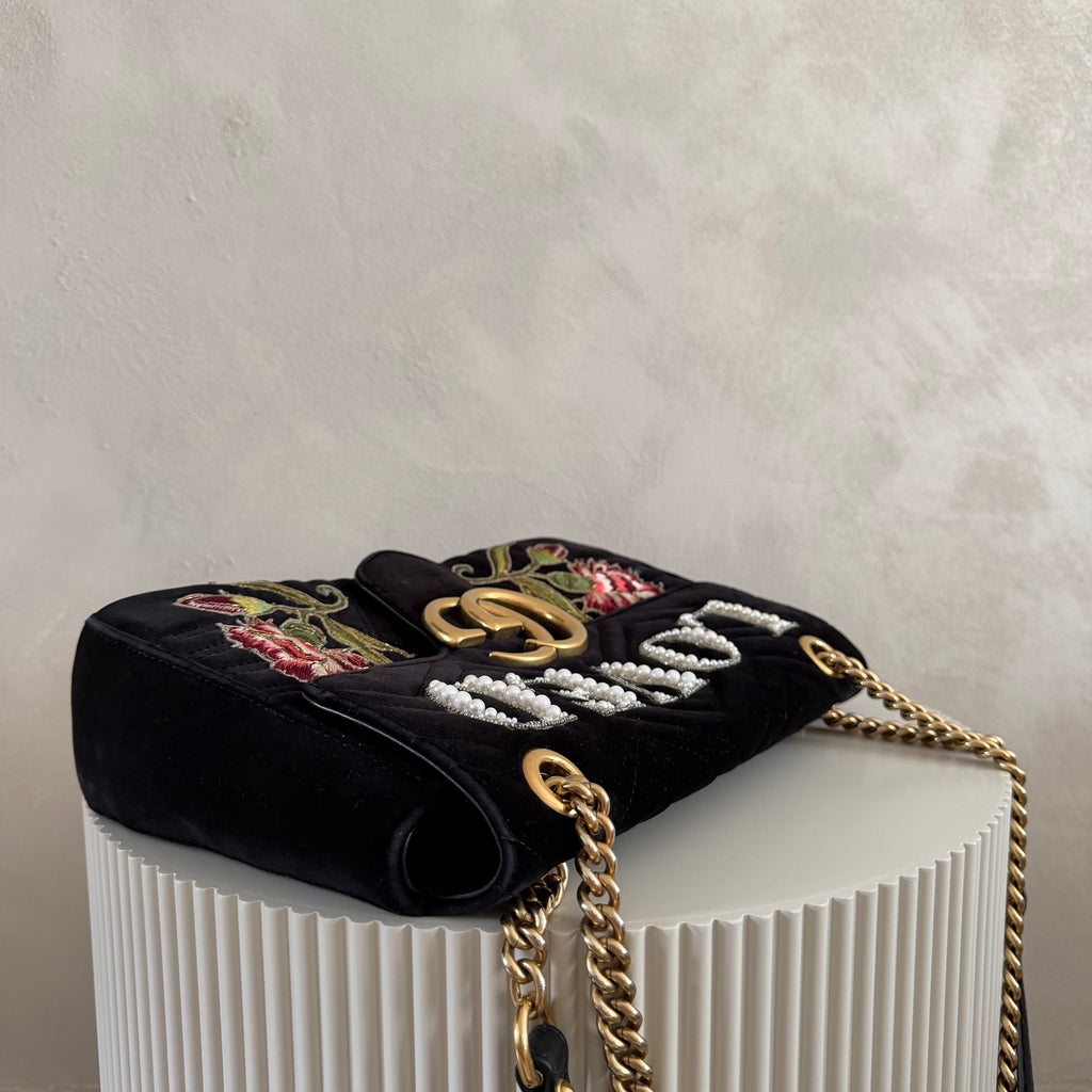 Authentieke vintage Gucci GG Marmont Velvet bag "LOVED”