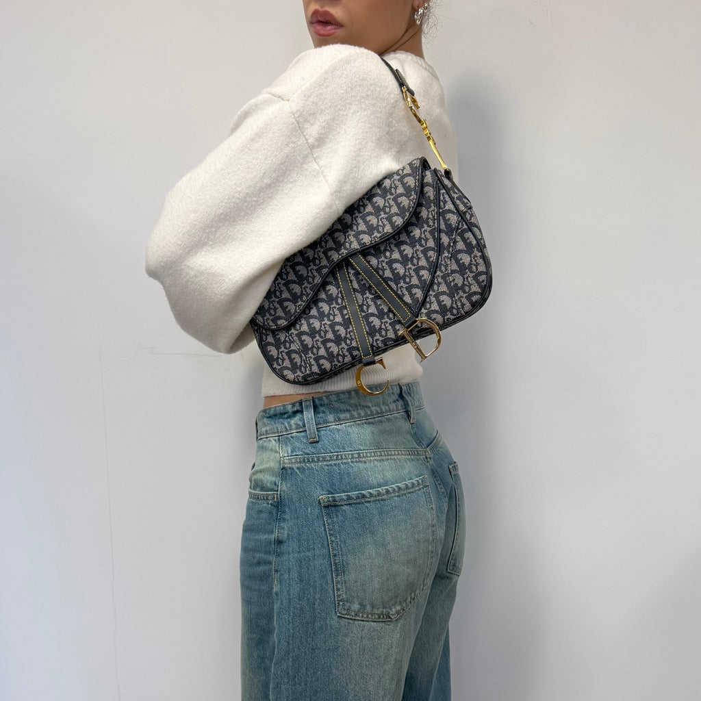 Christian Dior blue double saddle