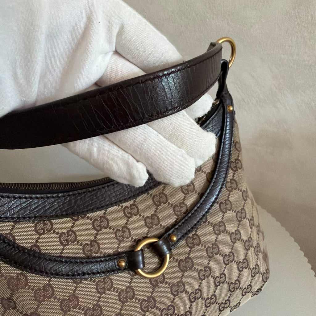 Authentieke vintage Gucci GG Canvas Horsebit Hobo Bag