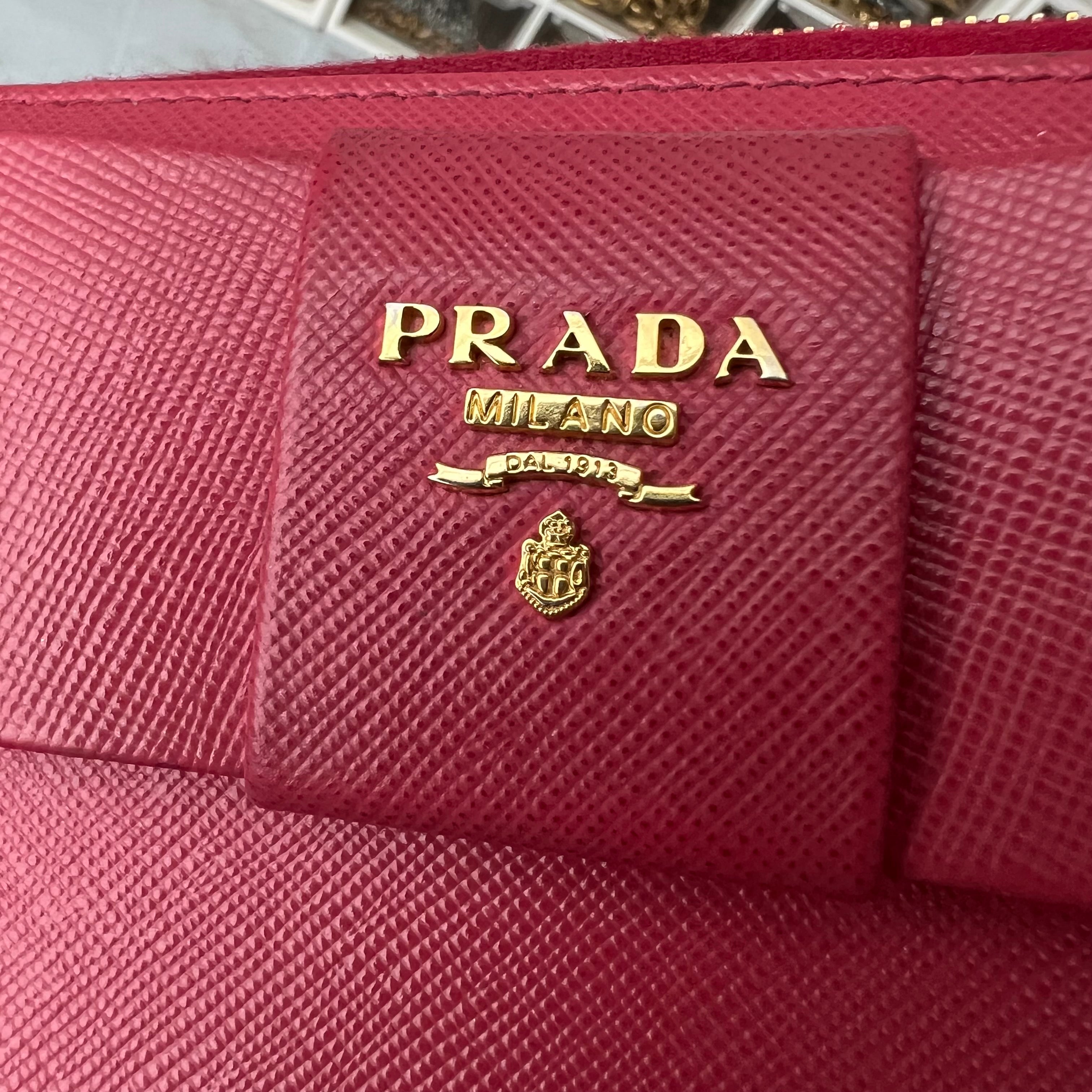 Prada saffiano pink ribbon