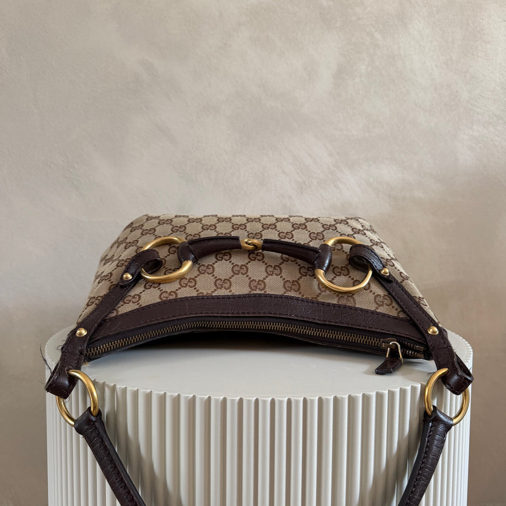Authentieke vintage Gucci GG Canvas Horsebit Hobo Bag