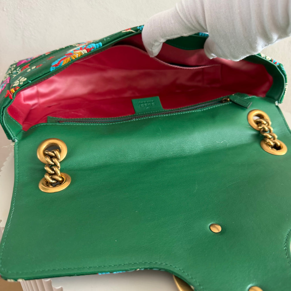 Authentieke vintage Gucci Marmont Floral satin bag