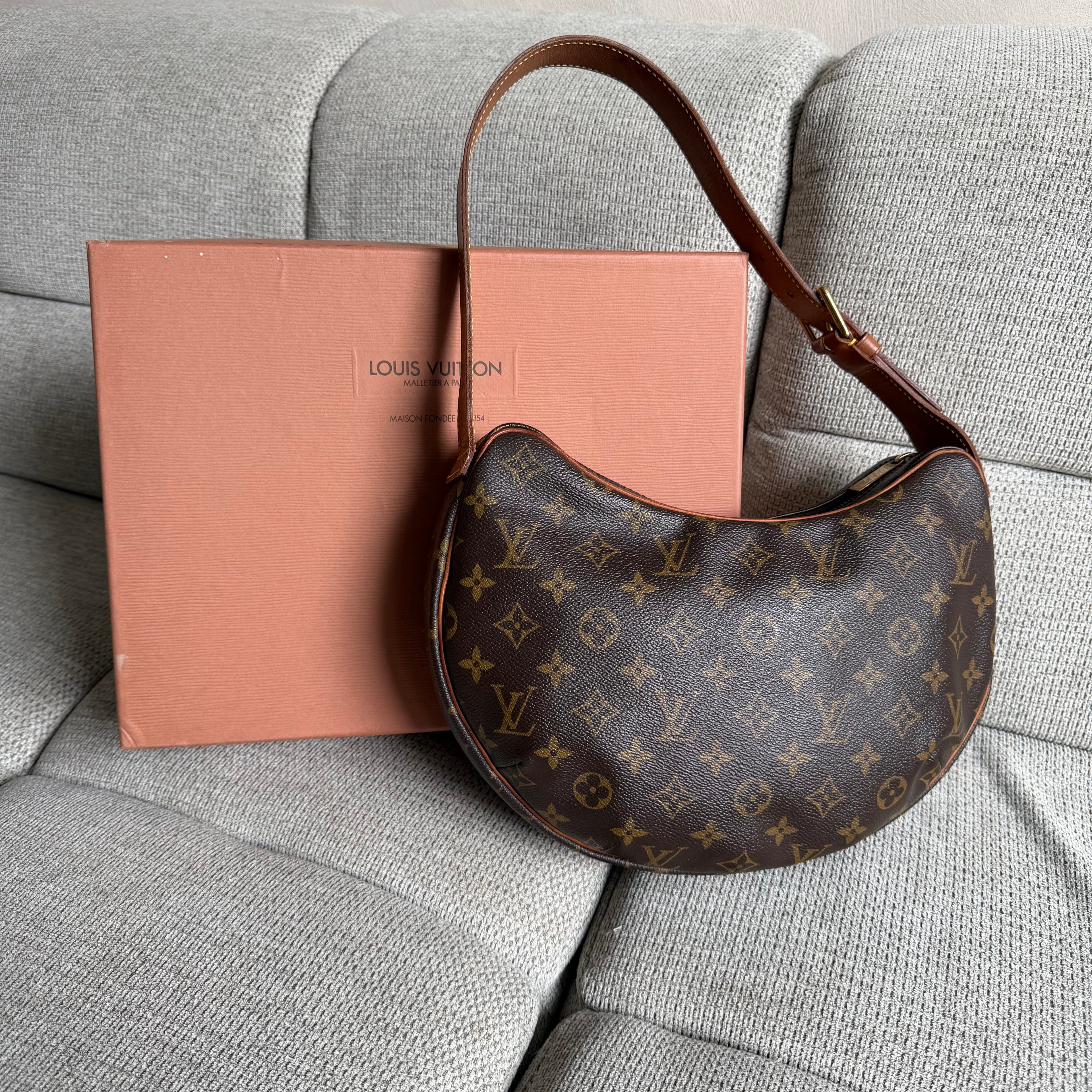 Authentieke vintage Louis Vuitton croissant MM bag + Original box