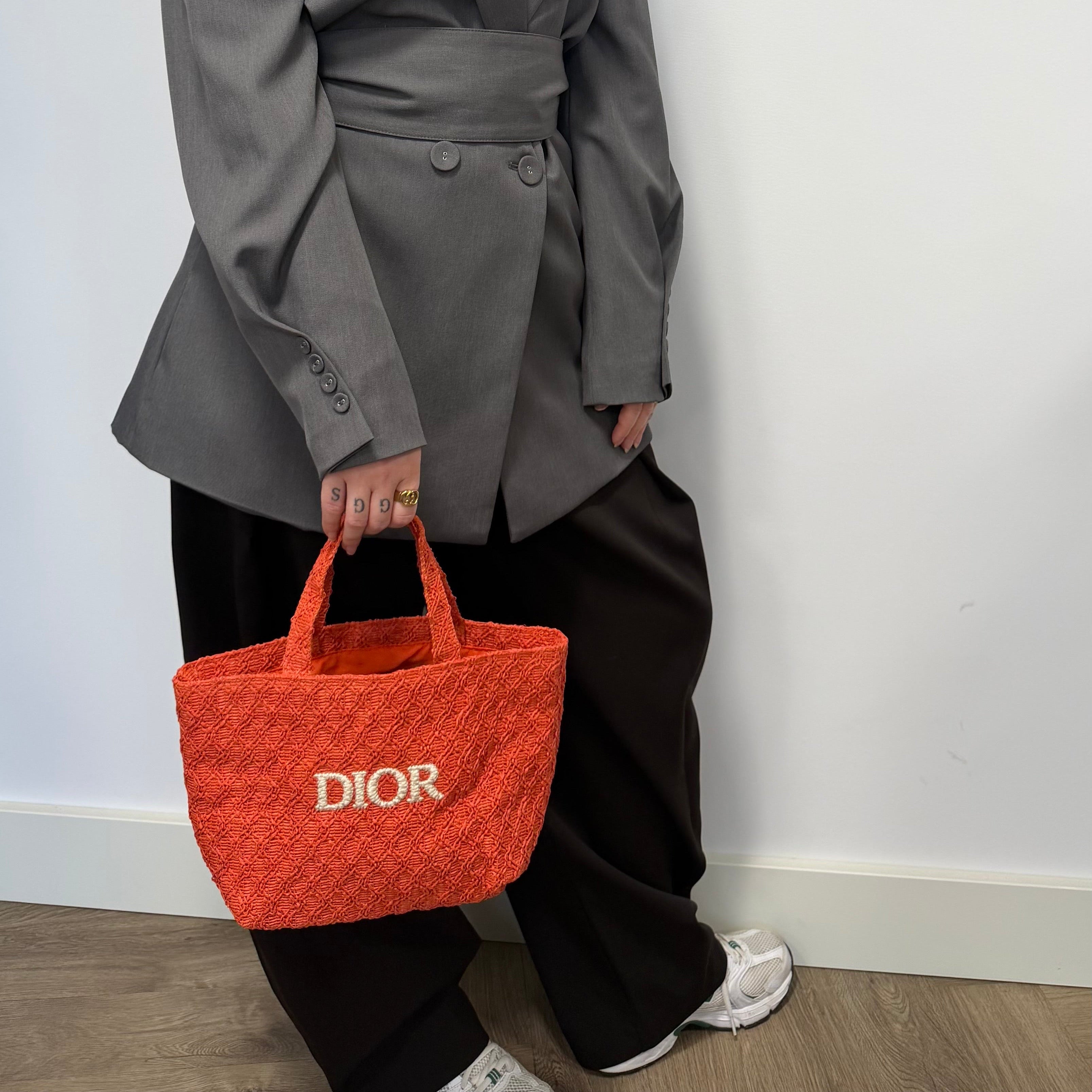 Dior beauty raffia tote