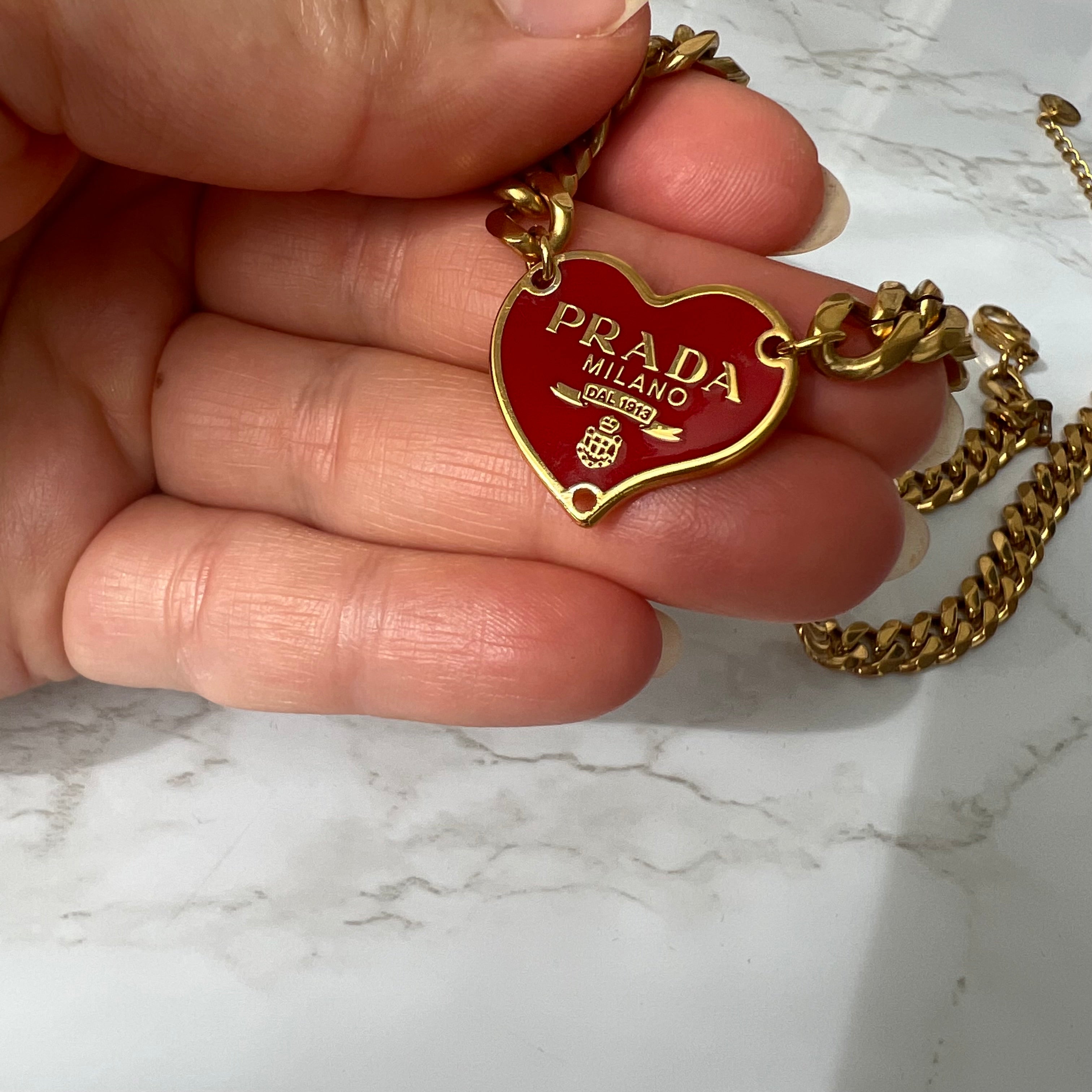 Prada hart logo van teddybeer bedel | Ketting