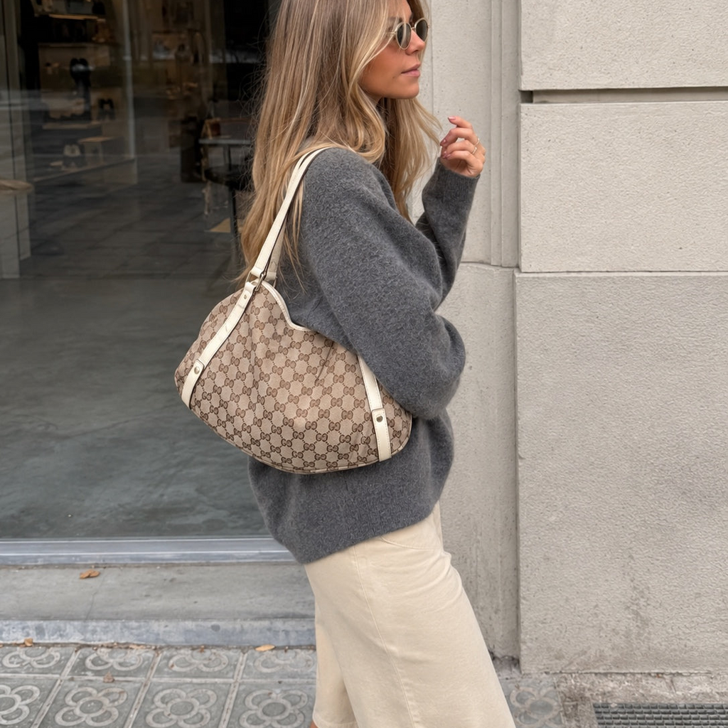 Authentieke vintage Gucci Abbey tote white