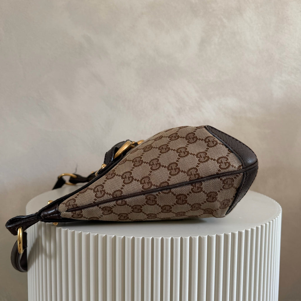 Authentieke vintage Gucci GG Canvas Horsebit Hobo Bag