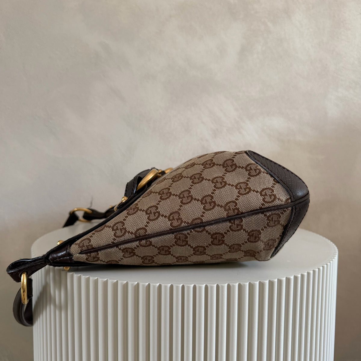 Authentieke vintage Gucci GG Canvas Horsebit Hobo Bag