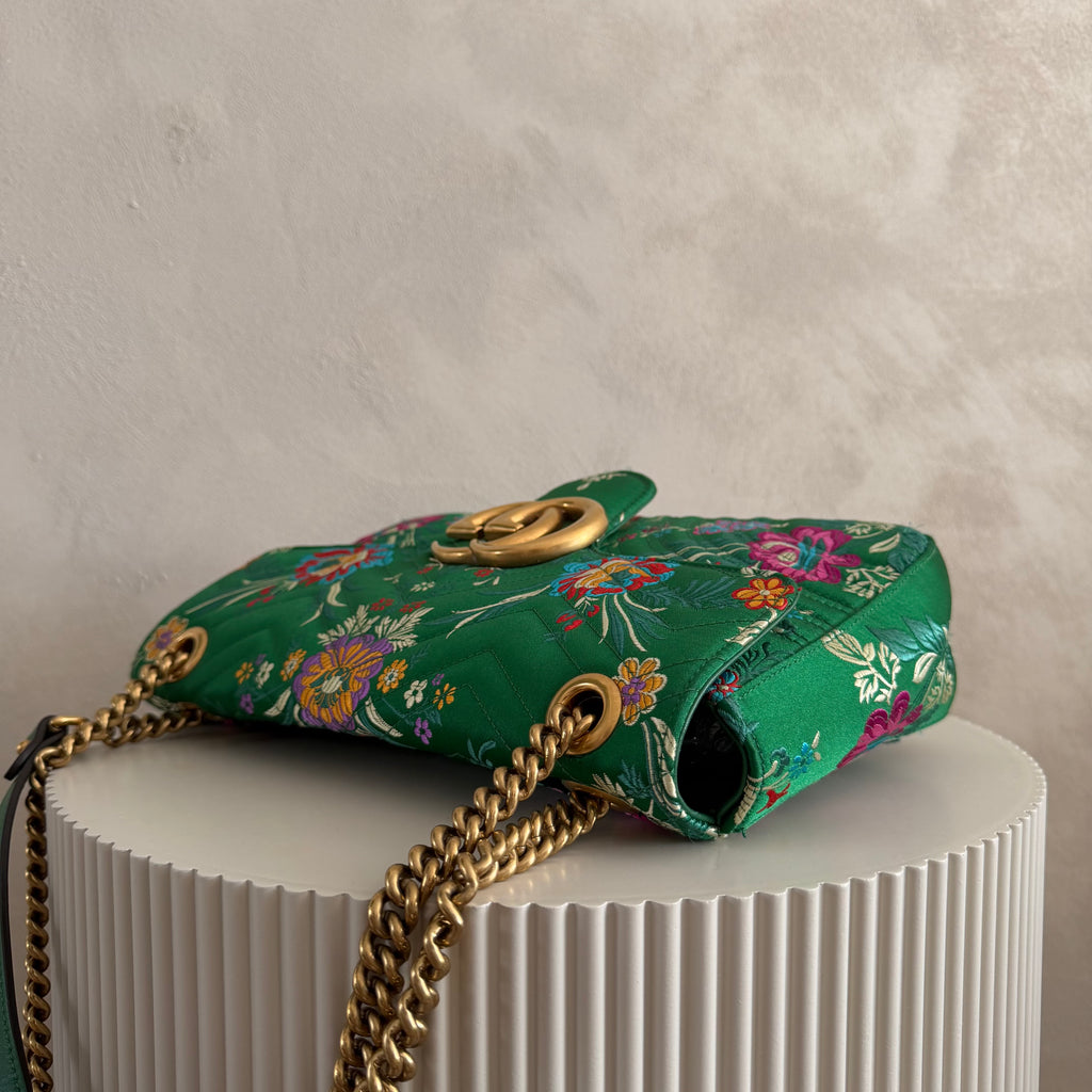 Authentieke vintage Gucci Marmont Floral satin bag