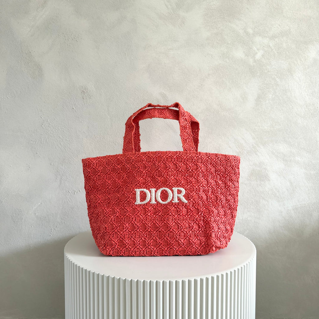 Dior beauty raffia tote