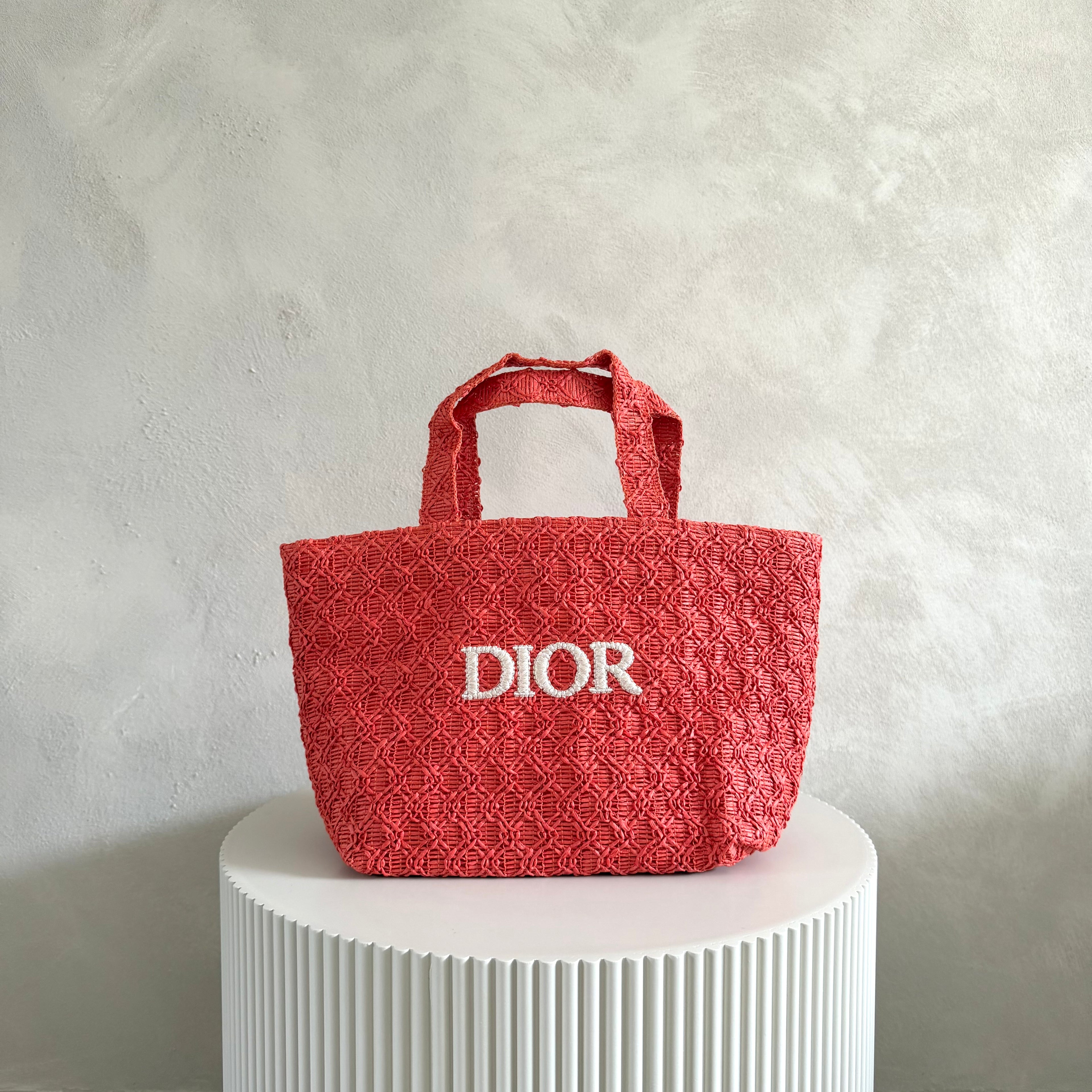 Dior beauty raffia tote