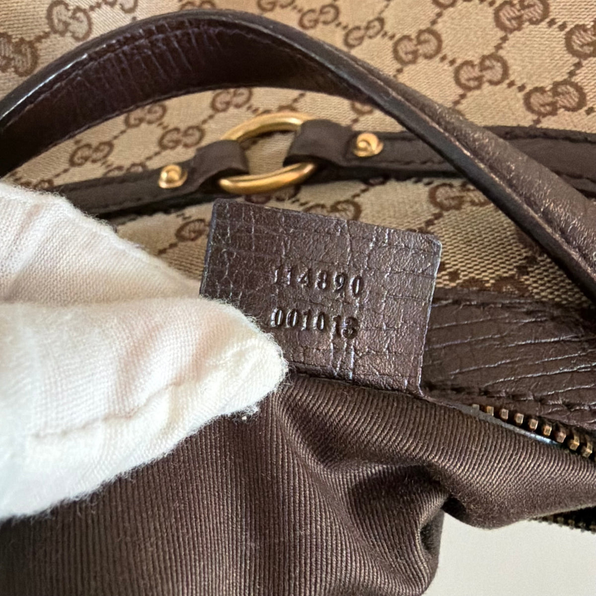 Authentieke vintage Gucci GG Canvas Horsebit Hobo Bag