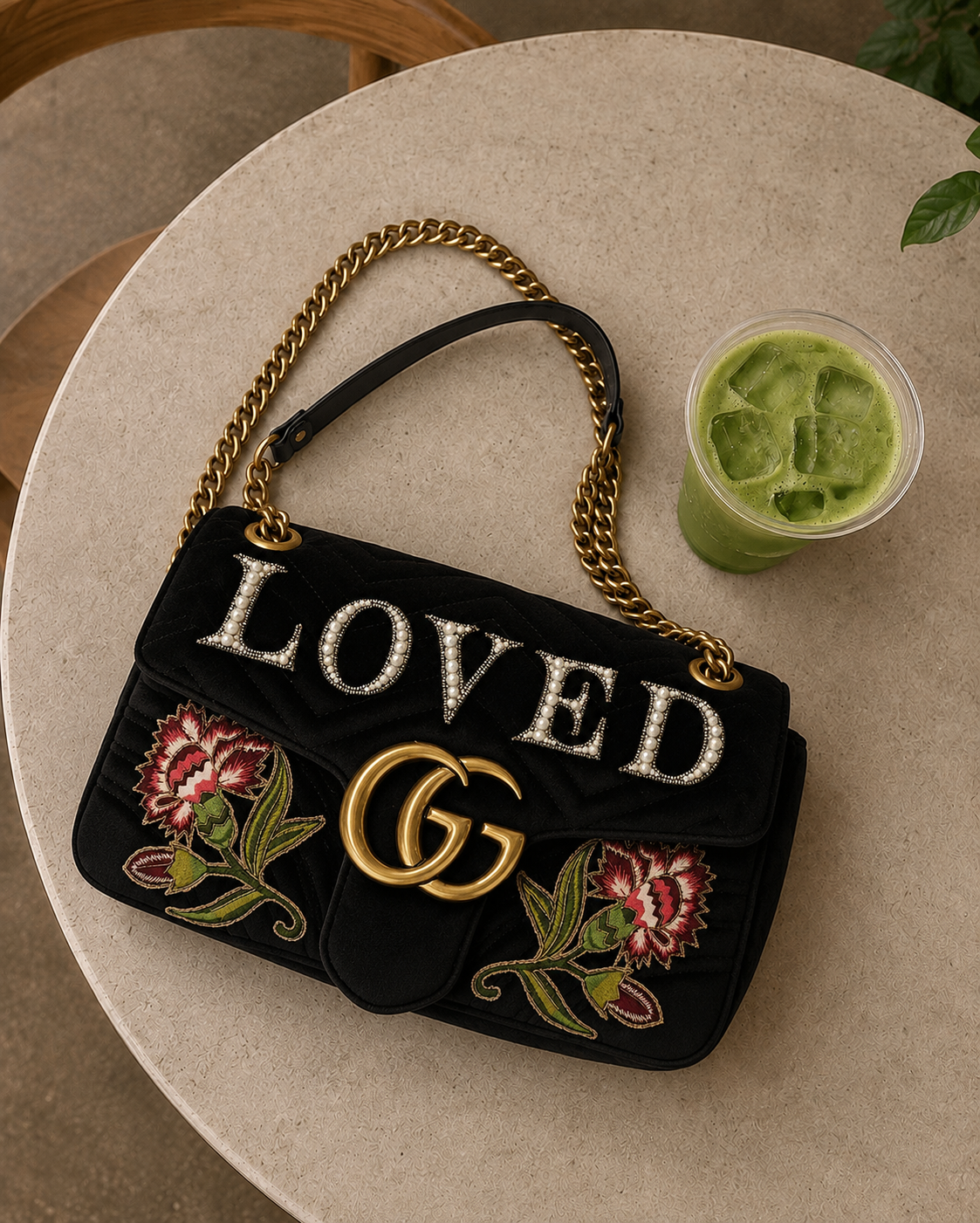 Authentieke vintage Gucci GG Marmont Velvet bag "LOVED”