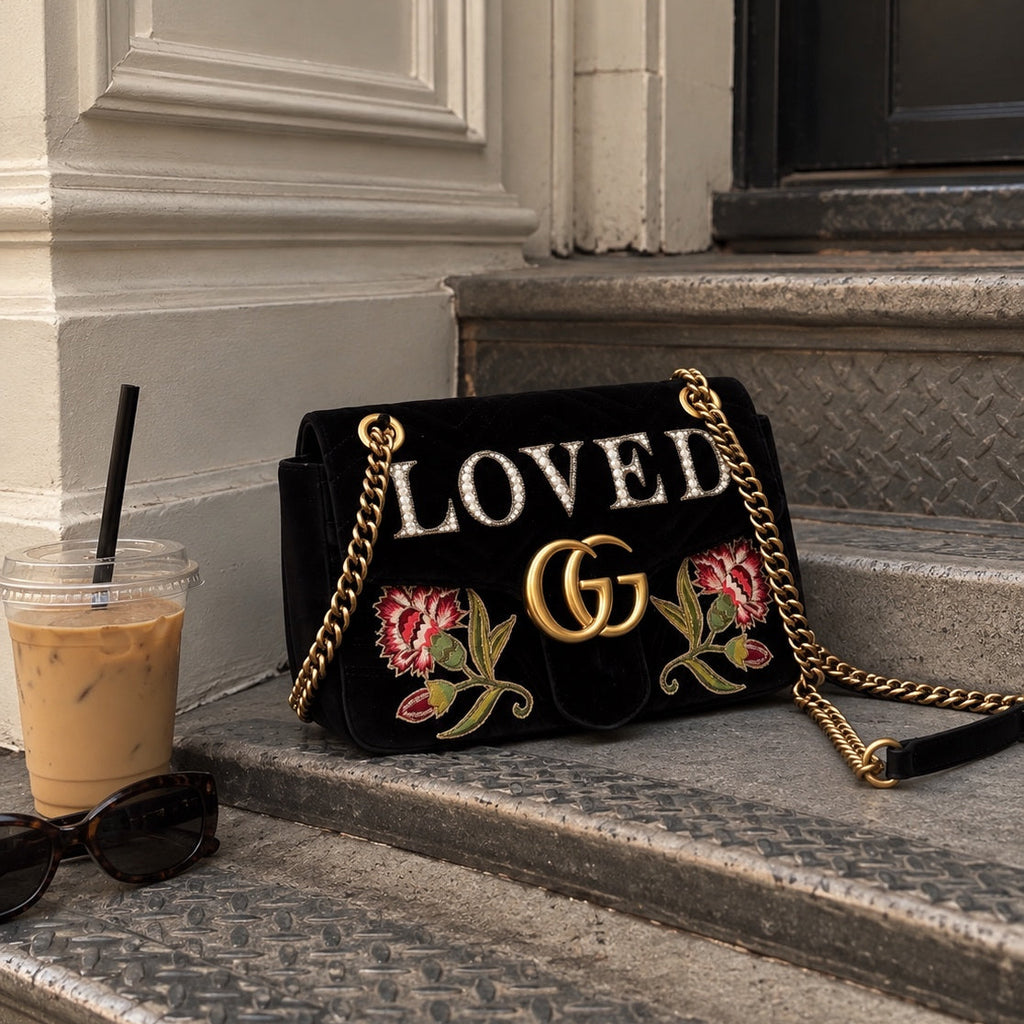 Authentieke vintage Gucci GG Marmont Velvet bag "LOVED”