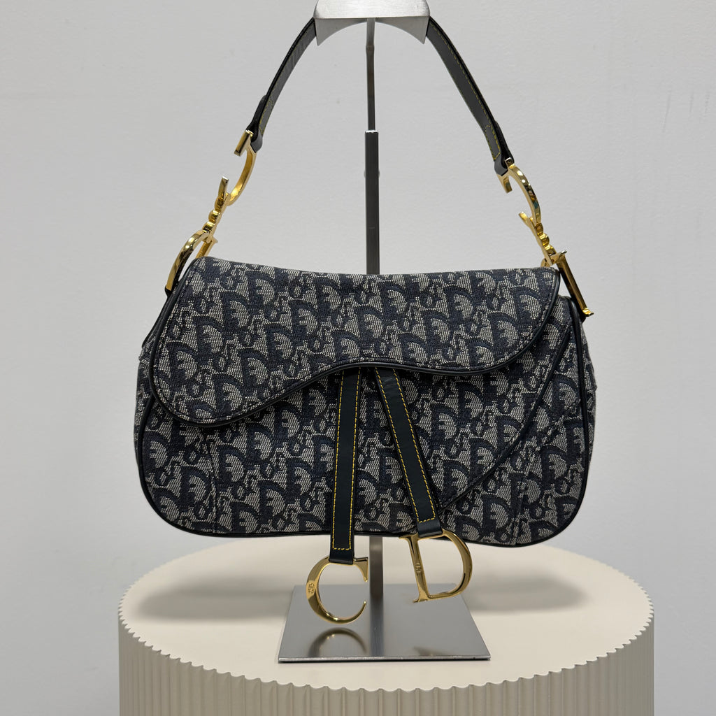 Christian Dior blue double saddle