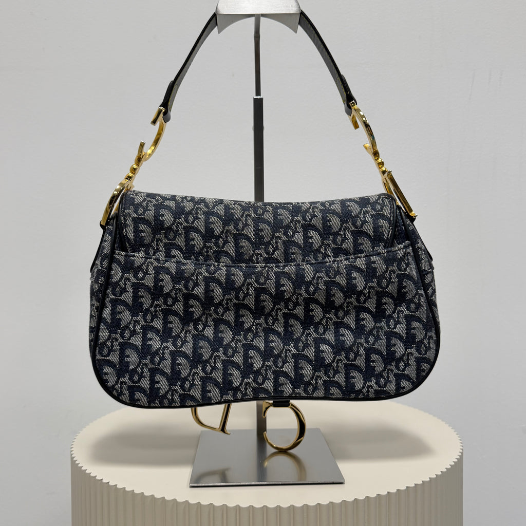 Christian Dior blue double saddle