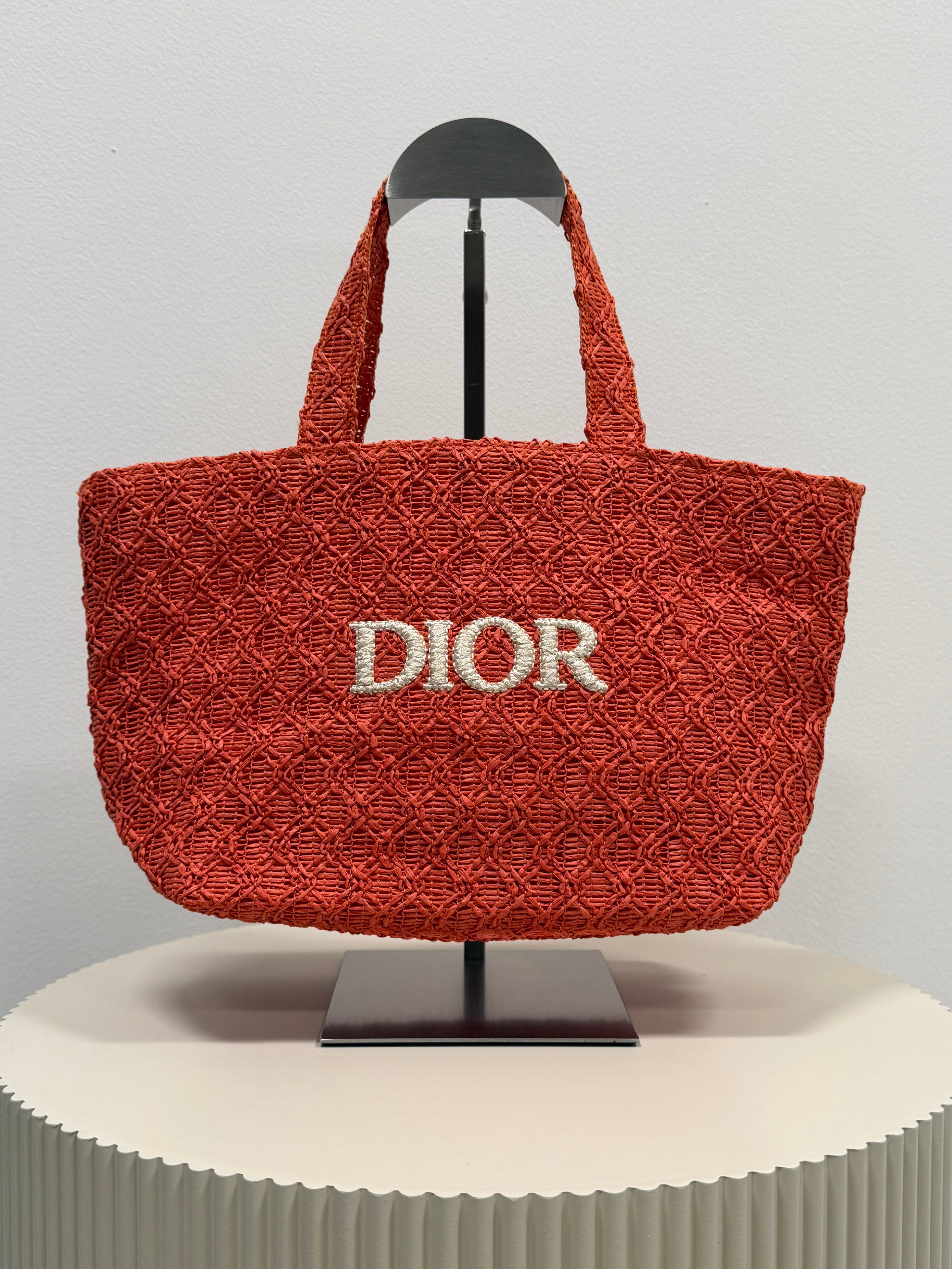 Dior beauty raffia tote