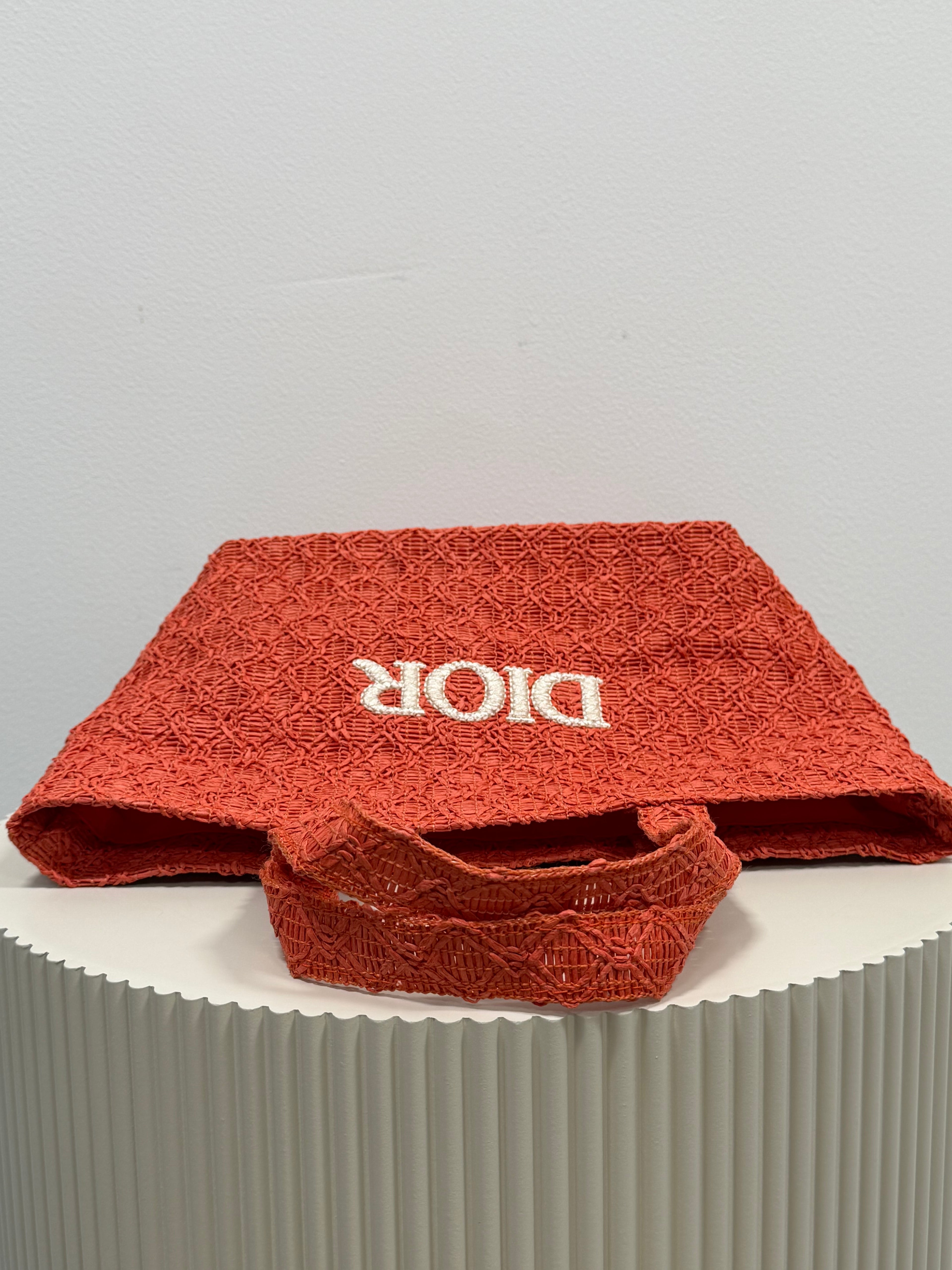Dior beauty raffia tote